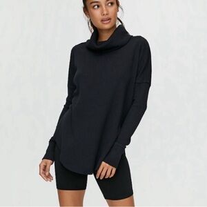 The Group Babaton Aritzia Thermal Cowlneck Turtleneck Waffle Knit in Black Large